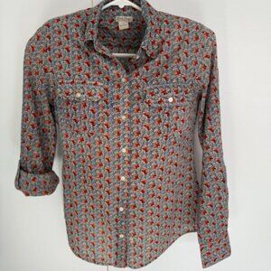 Lucky Brand - Button-Up Shirt - Size Medium - Red/Blue Floral